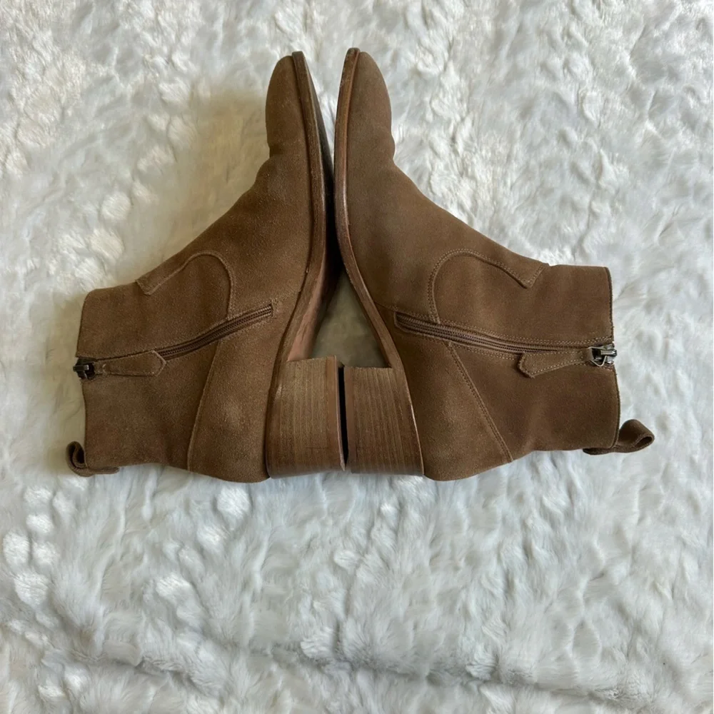 Veronica Beard Tanner Suede Leather Zip Ankle Boot Size 37.5 US 6.5